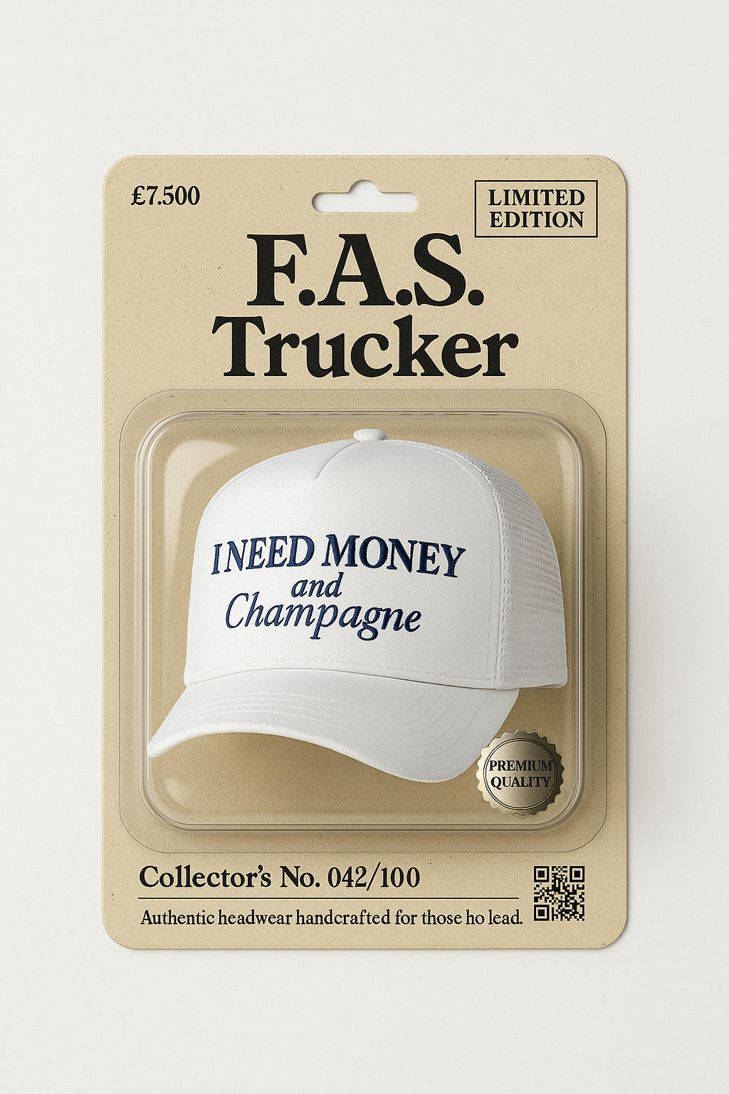 Trucker Caps “I Need Money and Champagne”