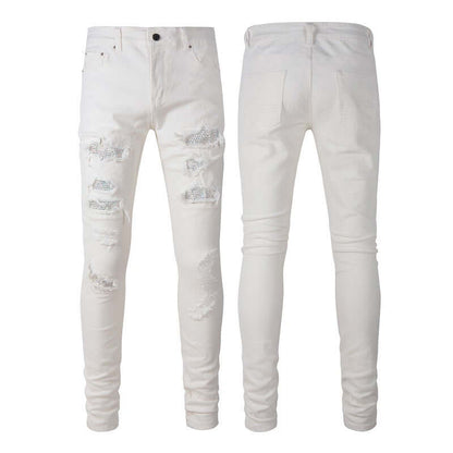 Jeans Rhinestone White