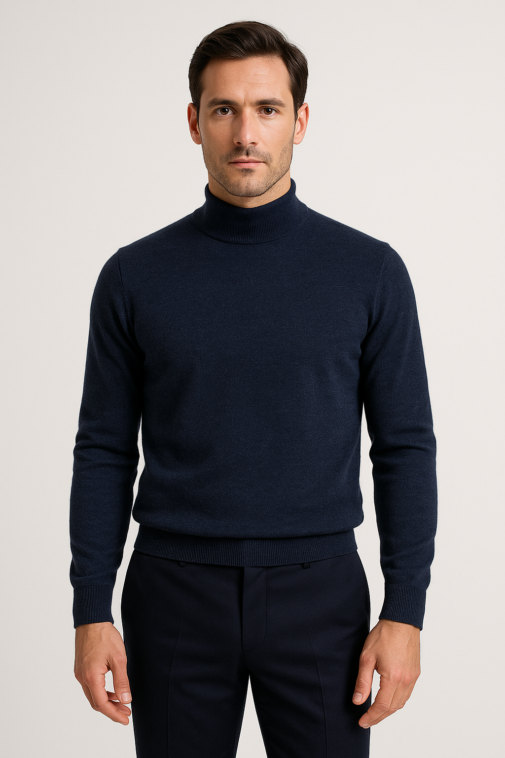 Maglia Lupetto Misto Lana Blu Notte