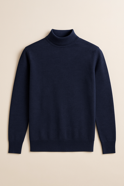 Maglia Lupetto Misto Lana Blu Notte