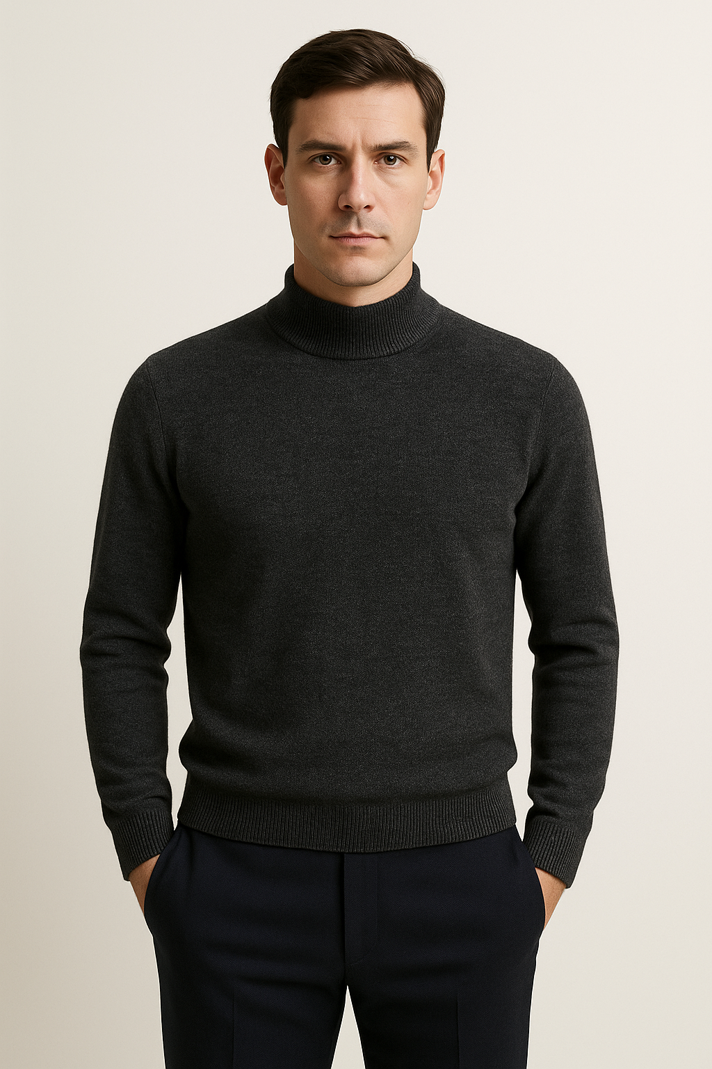 Maglia Lupetto Misto Lana Antracite