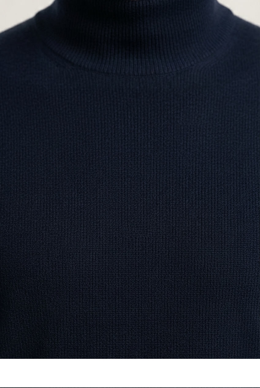 Maglia Lupetto Misto Lana Blu Notte