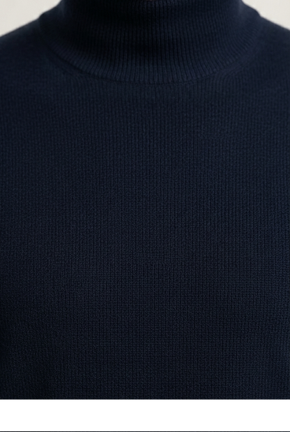 Maglia Lupetto Misto Lana Blu Notte