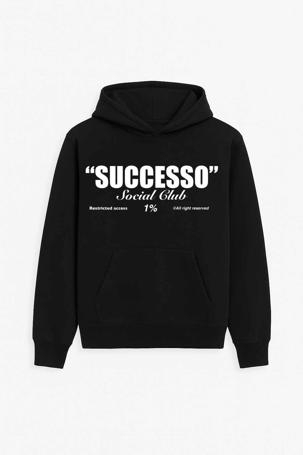 The Iconic Black Hoodie “Successo Social Club 1%” – Made in Italy