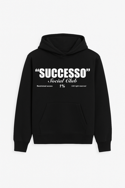 The Iconic Black Hoodie “Successo Social Club 1%” – Made in Italy