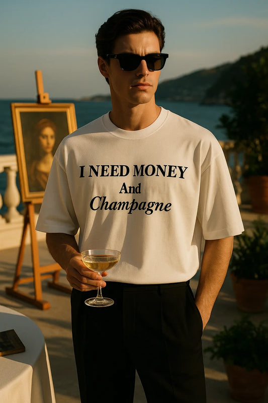 T-Shirt “I Need Money and Champagne”